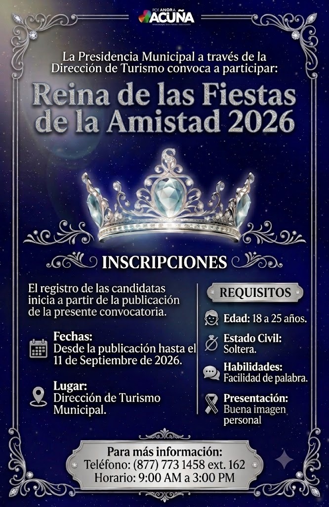 Convocatoria  de Reina de las fiestas de la amistad 2026